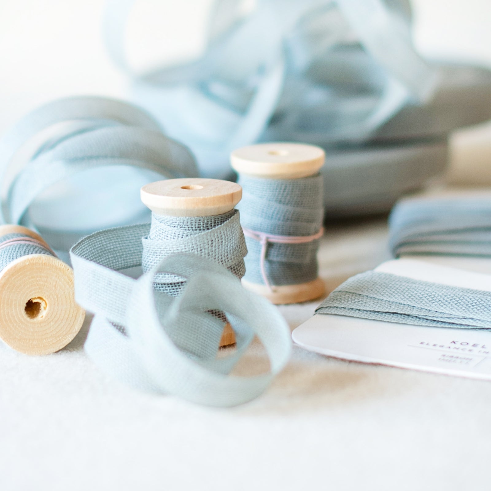 Italian Ribbon Grey Blue Cotton