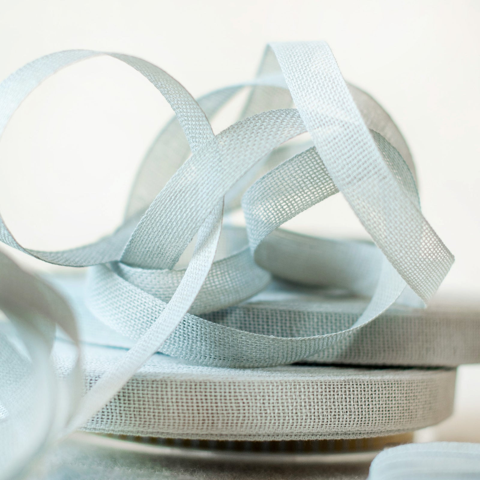 Italian Ribbon Grey Blue Cotton