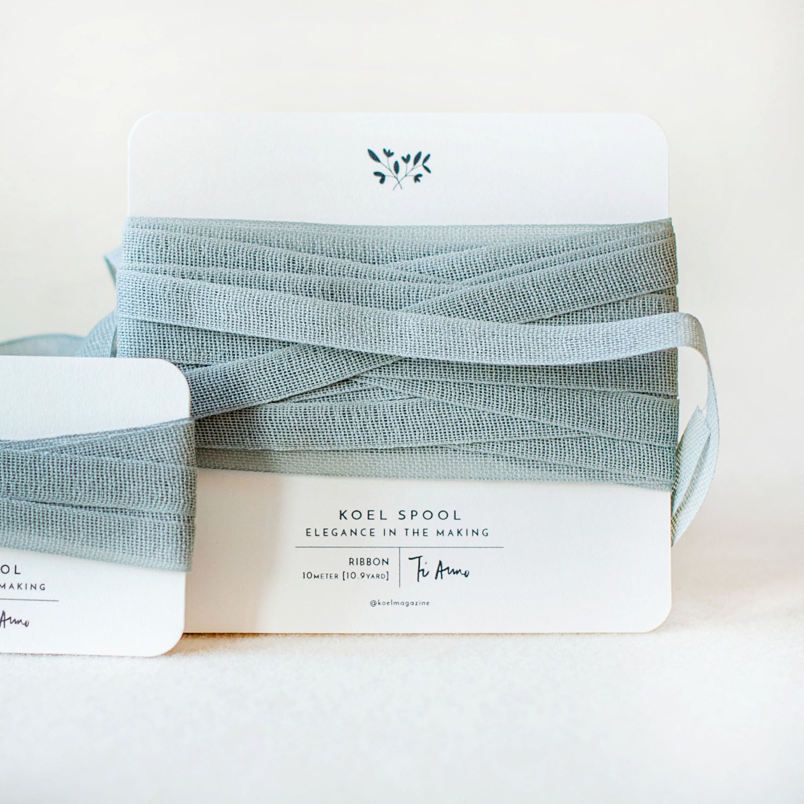 Italian Ribbon Grey Blue Cotton