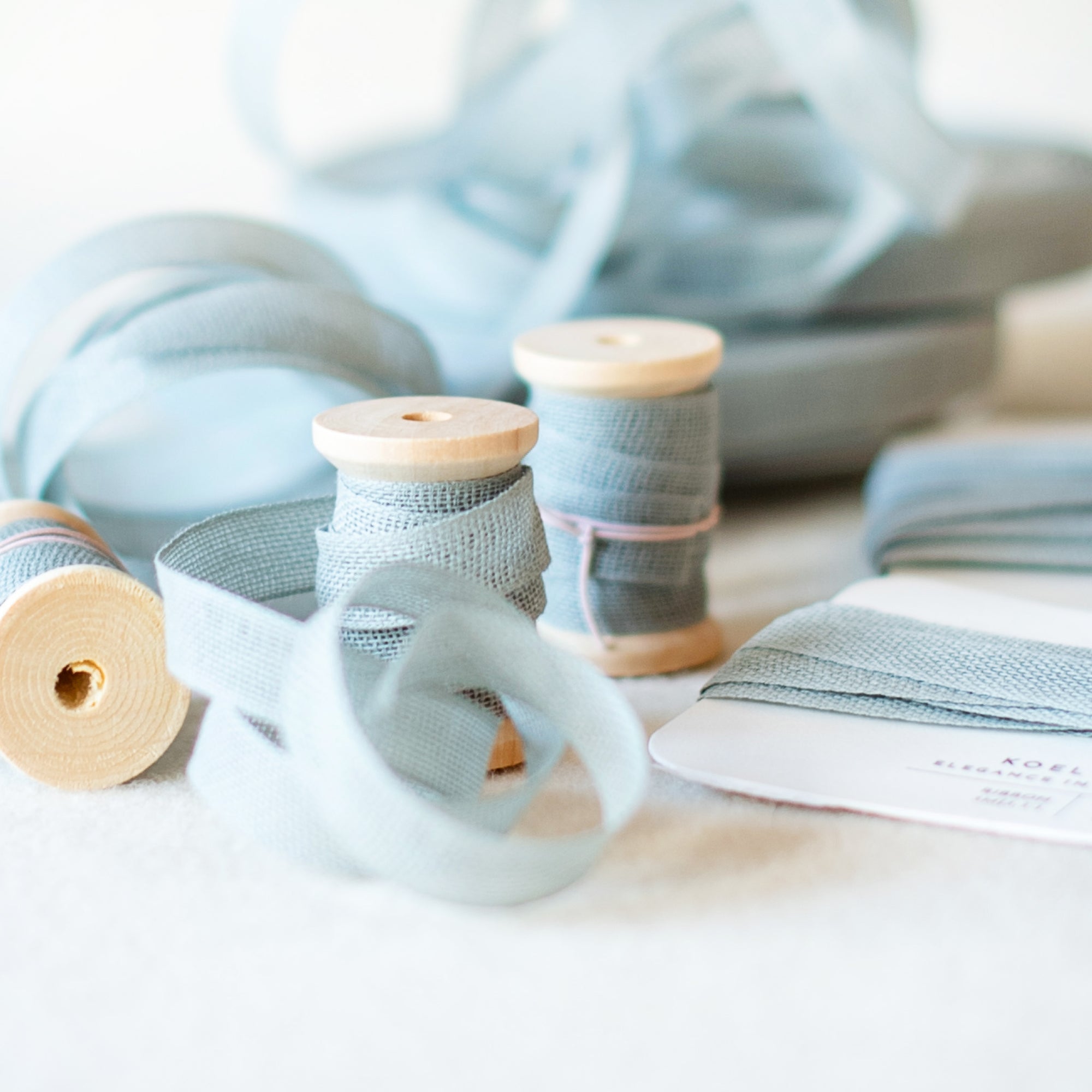 Italian Ribbon Grey Blue Cotton