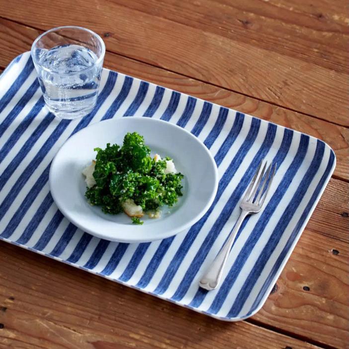 Fog Linen: Tray - Blue Stripe