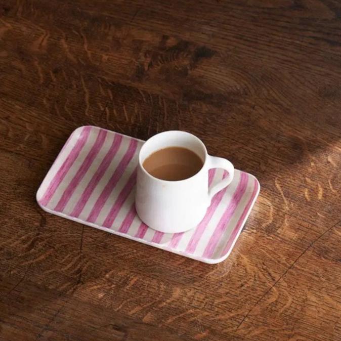 Fog Linen: Tray - Pink Stripe
