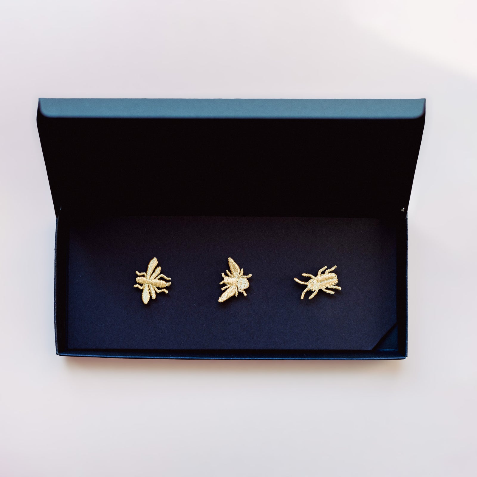 3 Little Bugs - Golden Embroidered Brooches