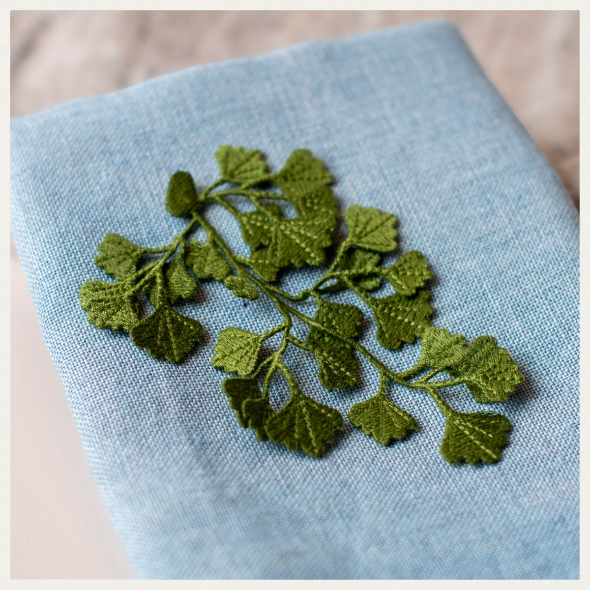 Maidenhair Fern Embroidered Brooch